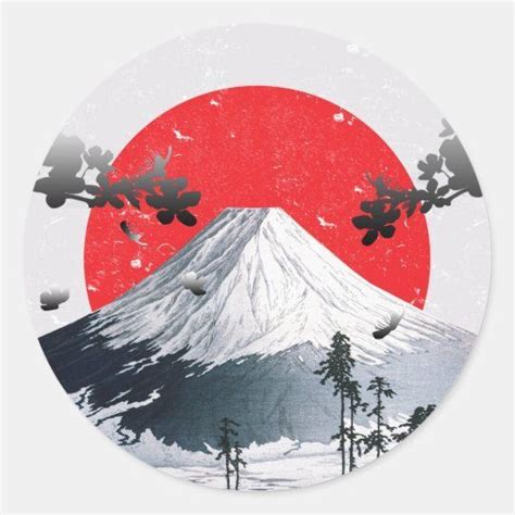 Cherry Blossoms Mount Fuji Japan Classic Round Sticker | Zazzle | Mount ...