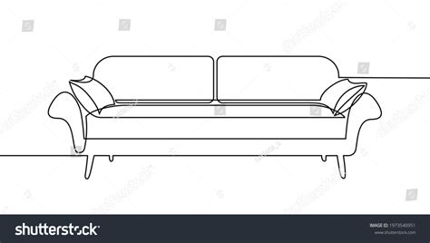 Sofa Continuous Line Art Drawing Style Stock Vector (Royalty Free ...