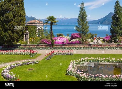 Isola Bella gardens at Isola Bella, Lake Maggiore, Italy in April Stock ...