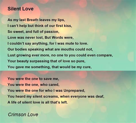 Silent Love - Silent Love Poem by Crimson Love