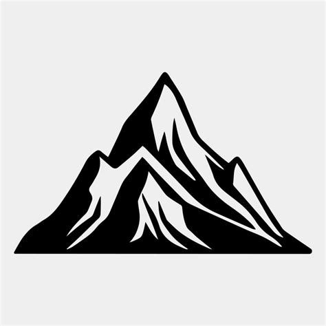 Mountain silhouette - vector icon. Rocky peaks. Mountains ranges. Black ...