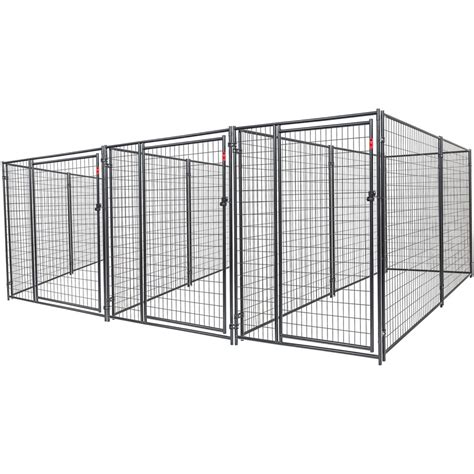 Lucky Dog Heavy Duty Outdoor Dog Kennel, 3-Run, Black, 15'L x 10'W x 6 ...