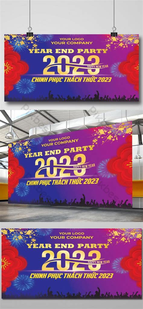 Year End Party 2023 - Red And Purple Background | PSD Free Download ...