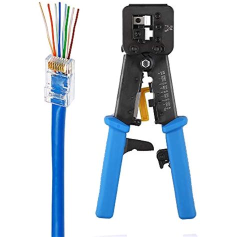 EZ RJ45 Crimp Tool Pass Through Cat5 Cat5e Cat6 Crimping RJ45/RJ12 ...