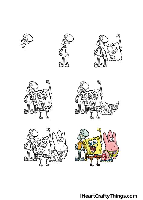 Drawing SpongeBob Characters - How to draw SpongeBob Characters step by ...