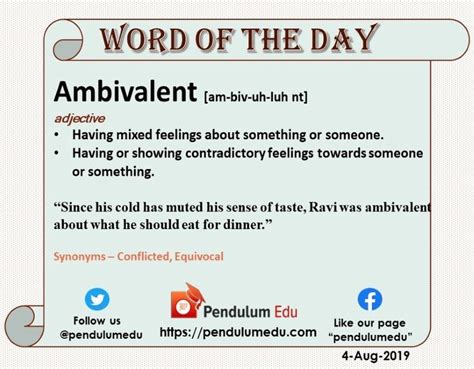 Ambivalent | English vocabulary words, Vocabulary words, Word of the day