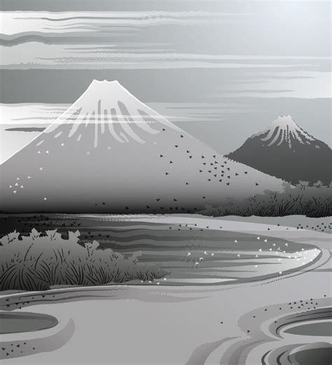 Ink landscape in Japanese style. 629688 Vector Art at Vecteezy