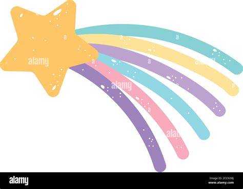 shooting star rainbow cartoon isolated icon design over white ...