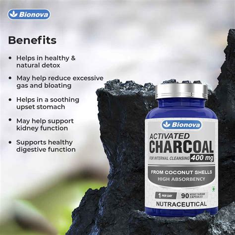 Activated Charcoal Capsules for detox made from coconut shells, mild on ...