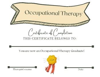 Simplistic Occupational Therapy Graduation Certificates | TPT