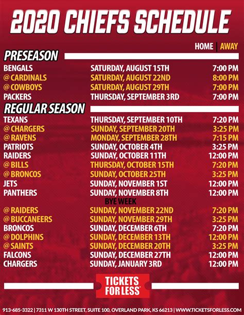 FINAL-Chiefs-2020-Printable-Schedule - Kansas City Chiefs Schedule