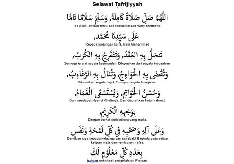 Teks dan Video Selawat Tafrijiyah - Mudahkan Doa Termakbul