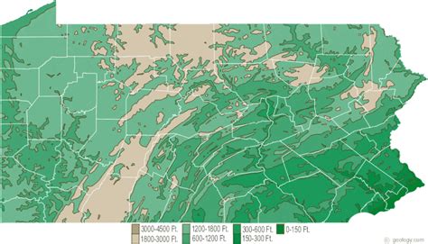 Pennsylvania Physical Map and Pennsylvania Topographic Map