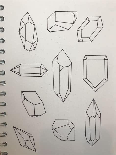 Gemstone drawings biro | Crystal drawing, Gem drawing, Art journal ...