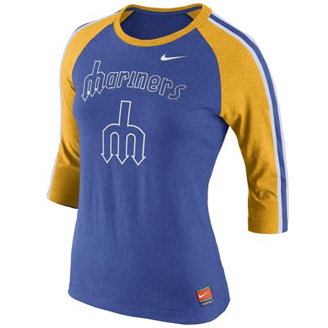 Seattle Mariners Nike Women's Cooperstown Tri-Blend 3/4 Sleeve Raglan T ...