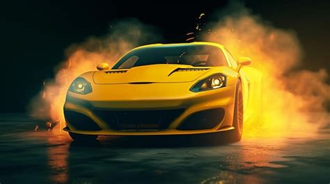 Premium Photo | A super yellow sports car background wallpaper illustration