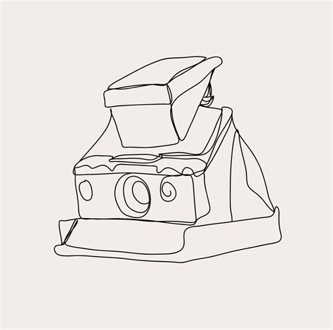 Vintage Polaroid Camera Line Art, Minimalist Outline Drawing ...