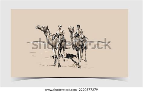 Camel Desert Drawing Vector Illustration Art Stock Vector (Royalty Free ...