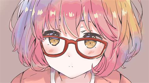 Anime Girl With Red Glasses And Pink Hair - MAXIPX