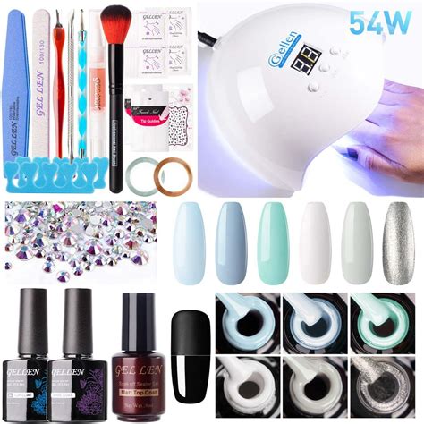 Gellen Gel Nail Polish Starter Kit - Upgraded 54W UV/LED Nail Lamp 6 ...