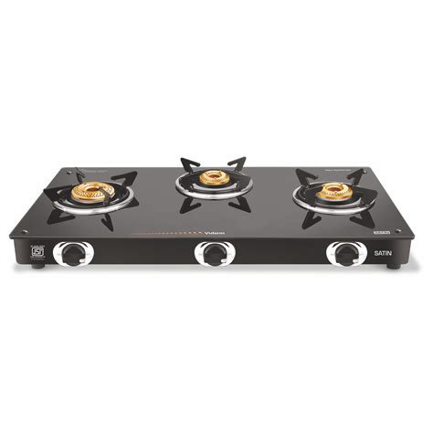 Satin 3 Burner Glass Manual Gas Stove Price in India | Vidiem