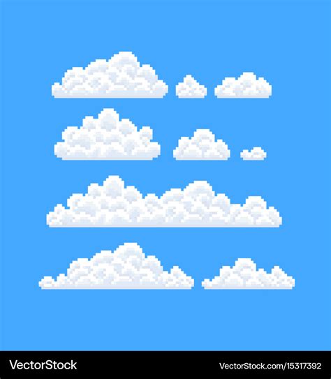 Pixel art clouds Royalty Free Vector Image - VectorStock