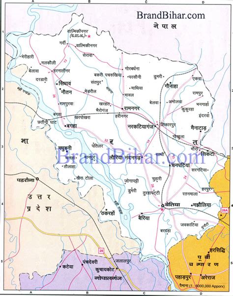 Map of West Champaran Bihar West Champaran District Map