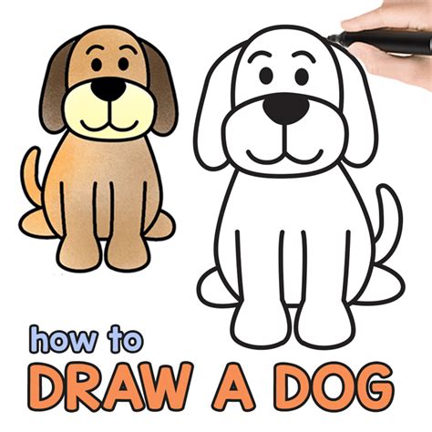 How to Draw a Dog - Step by Step Drawing Tutorial for a Cute Cartoon ...