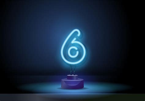 Premium Vector | Number in neon style number six symbol sign with neon ...