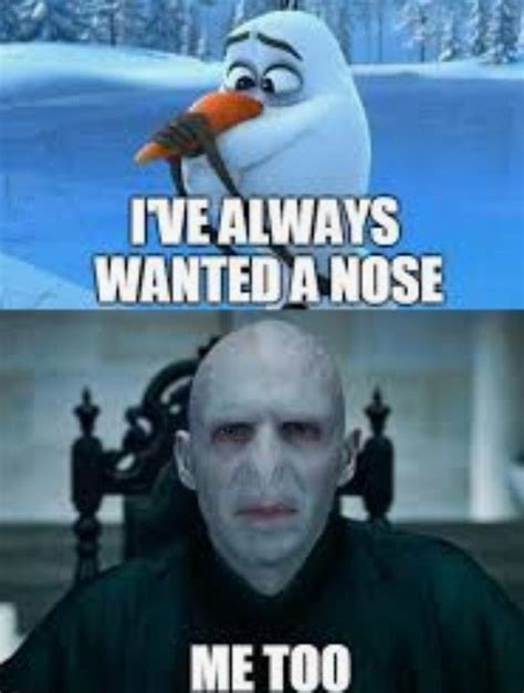 Voldemort wants to steal Olaf’s nose! | Funny harry potter jokes, Harry ...