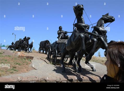 Land Run Monument Stock Photo - Alamy