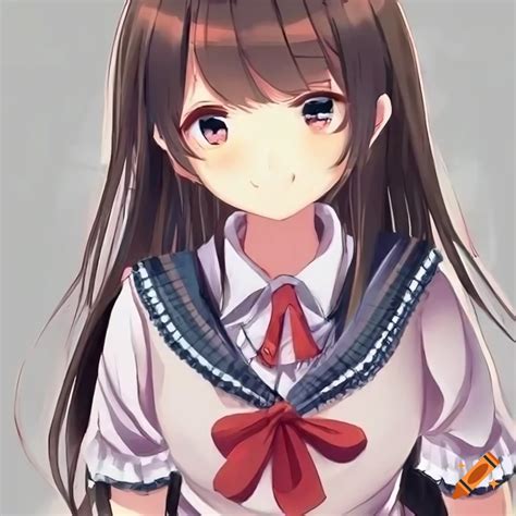 Cute anime girl in school uniform on Craiyon