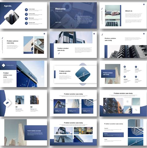 Cool & Modern Blue Business Presentation Template – Original and High ...