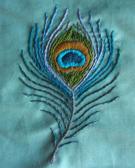 Embroidered Peacock Feather by Sugarloafin | Hand embroidery designs ...