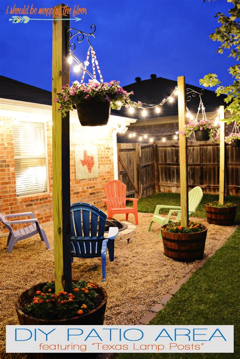 DIY Patio Area with Texas Lamp Posts | Add a patio with fun planter ...