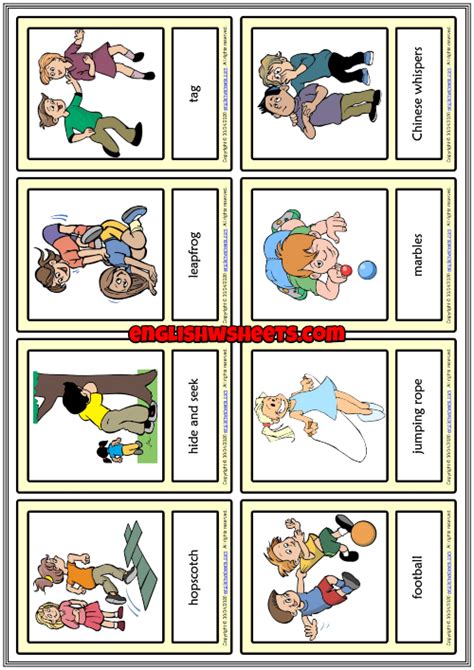 Children Games ESL Printable Vocabulary Learning Cards