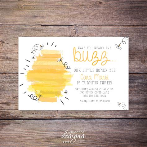 Bumble Bee Birthday Invitations - Printable Bumble Bee Party Invite ...