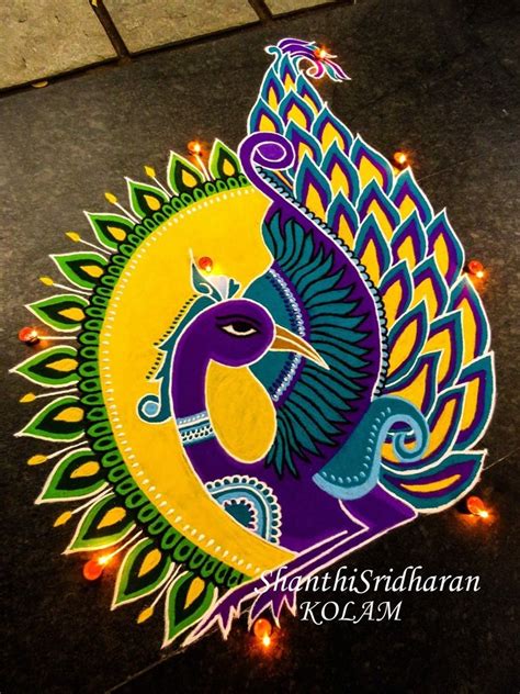 15 Peacock Kolam Rangoli Designs Ideas For Pongal 2024