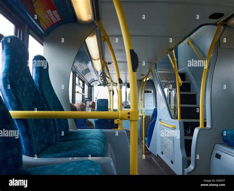 Interior of a double decker bus UK Stock Photo - Alamy