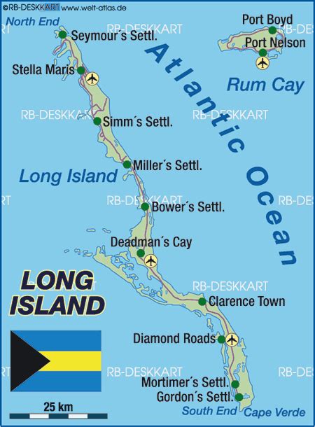 Map of Long Island (Island in Bahamas) | Welt-Atlas.de