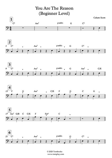 Download Digital Sheet Music of you are the reason [beginner] for Trombone