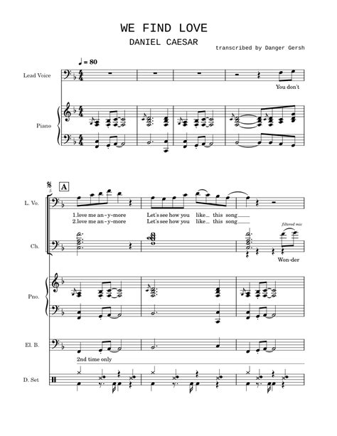 We Find Love – Daniel Caesar Sheet music for Piano, Organ, Vocals, Bass ...