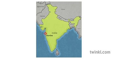 Map of India with Mumbai Highlighted Map Year 6 HASS Geography Asia ...