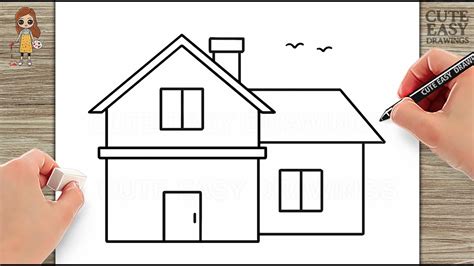 How to draw a drawing cute house step by step tutorial