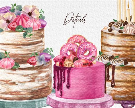 Watercolor cake clipart Cake logo designWatercolor birthday | Etsy