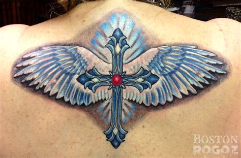 bostonrogoz:gothic-cross-with-wings-tattoo-cross-wings-color