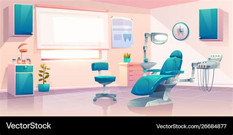 Modern dentist office cartoon interior Royalty Free Vector