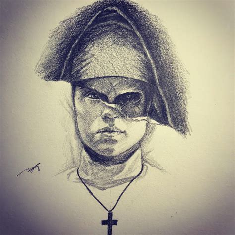 Drawing of The Nun after watching The Nun | Sketches, Realistic ...