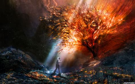 fantasy art, Artwork, Trees, Landscape, Fire Wallpapers HD / Desktop ...