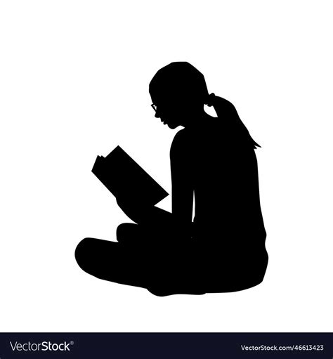 Silhouette of a young woman reading book Vector Image